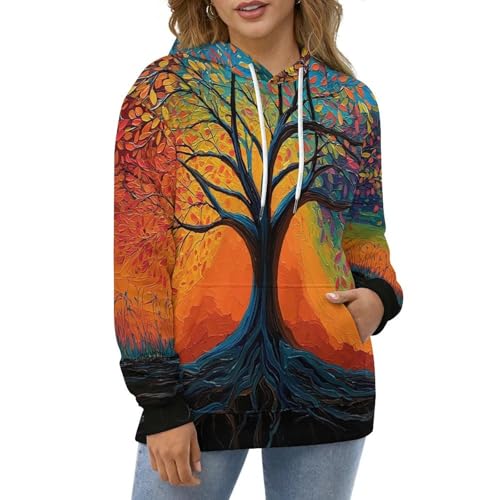Pull manches longues branches d'automne sweat à capuche avec cordon