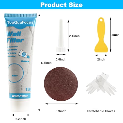 TopQuaFocus Drywall Repair Kit Spackle Wall Patching kit - Wall Holes Agent- Premium Plaster Filler for Walls | Wall Repair Kit & Stick Repair Filler
