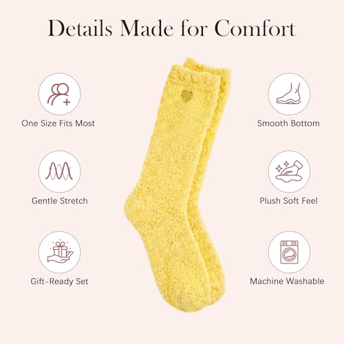 Image of Azue Fuzzy Warm Slipper Socks Women Super Soft Microfiber Cozy Sleeping Socks 6 or 5 Pairs