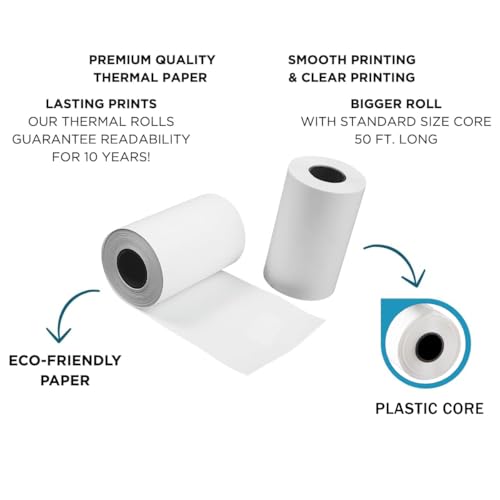 Image of DETECK 2 1 /4 inch x 50' Thermal Receipt Paper Rolls (4 Rolls), BPA Free Receipt Paper, 58mm Fits Mini POS Thermal Printer, Square Terminal for Small Businesses