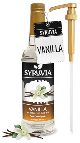 Syruvia Coffee Syrup, Vanilla Flavored Syrup for Drinks, Lattes, and Desserts – 25.4 fl oz, With...