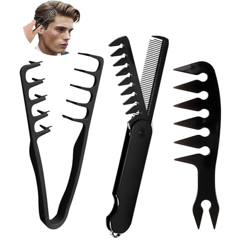 Image of Complete Comb Set for Men and Women, 3Pcs Hair Comb for Women, Texture Comb, Detangling and Foldable, ABS Material - Styling and Texture