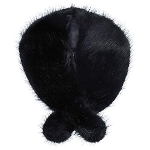 Futrzane Long Faux Fur Shawl Wrap for Woman - Classy Stole (Black Raccoon) Cover