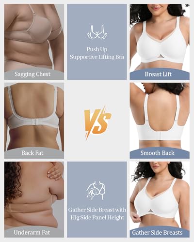 Image of Jelly Bras for Women No Underwire Mesh Wireless Crossover Bra Seamless Full Coverage Lift T Shirt Sleep Bralettes
