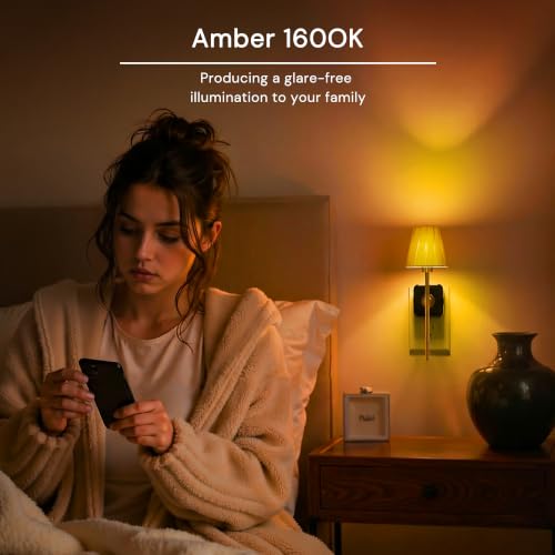 Image of L LOHAS LED Night Lights Plug into Wall,Pleated Fabric Cover Night Light, Amber Night-light with 0-100LM Dimmable, Dusk to Dawn Sensor Vintage Nightlight for Bedroom Living Room Hallway
