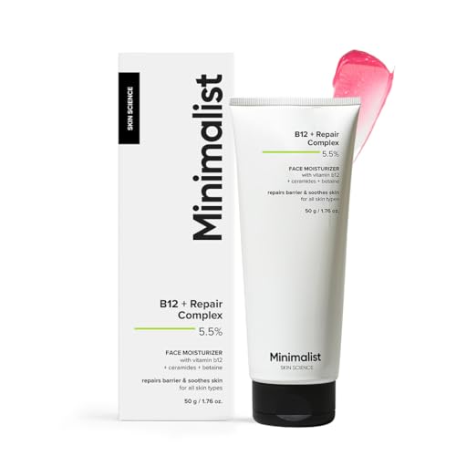 Image of Minimalist Barrier Repair Face Moisturizer with Vitamin B12 Complex 5.5% with Ceramides for All Skin Types | Strengthens Skin Barrier, Boosts Hydration, Soothing, Lightweight Gel Texture | 50 gm