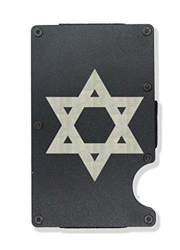 Morale Tags Star of David Engraved Metal RFID Blocking Tactical Minimalist Wallet w/Money Clip