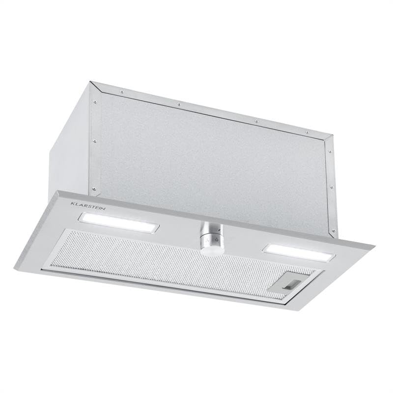 Klarstein Simplica 52 Lüfterbaustein, Einbauhaube, 52 cm breit, Abluftleistung: 440 m³/h, Umluftbetrieb möglich, Drehknopf, 3 Stufen, LED-Beleuchtung: 2 x 1,5 W, Dunstabzugshaube, Edelstahl