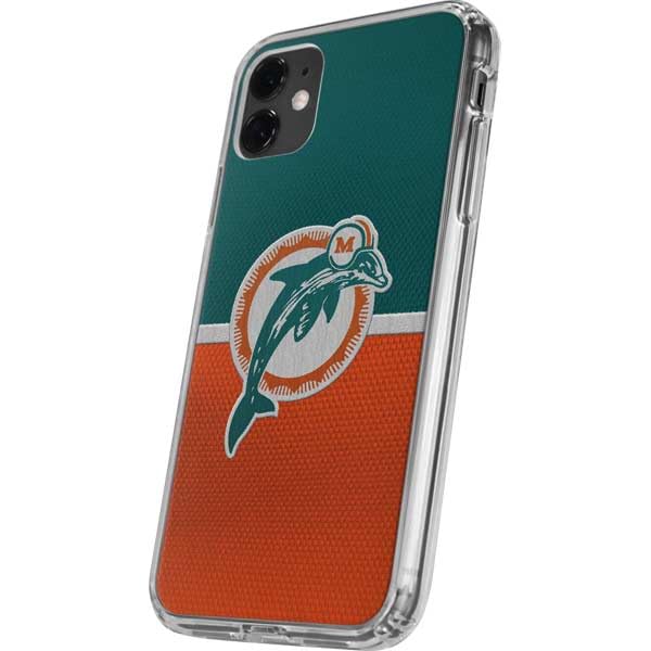 Skinit Clear Phone Case Compatible with iPhone 11 - Officially Licensed NFL Miami Dolphins Vintage Design