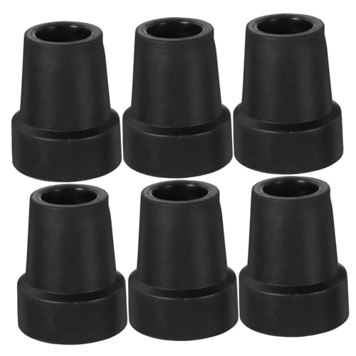 NOLITOY 6pcs Trekking Pole Pads Walking Cane Accessories Crutches Tips Cane Tips Standing Cane Tip Walking Cane Base Walking Cane Foot Pad Crutch Tips Pole Tips Protector Rubber Black