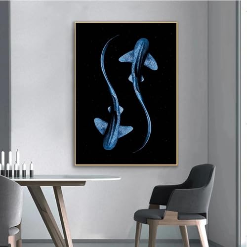 Affiche Cyanea méduse et requin rétro 60x90cm pour salon