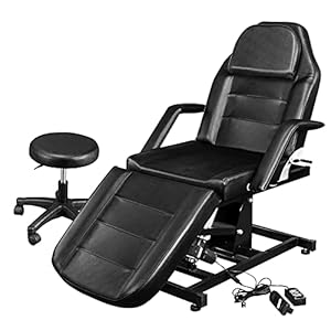 Electric Height Adjustable Salon Tattoo Chair Esthetician Bed, Multi-Purpose Facial Bed Chair for Barber Spa Beauty Salon with Hydraulic Stool Equipment, Remote Control, Black
