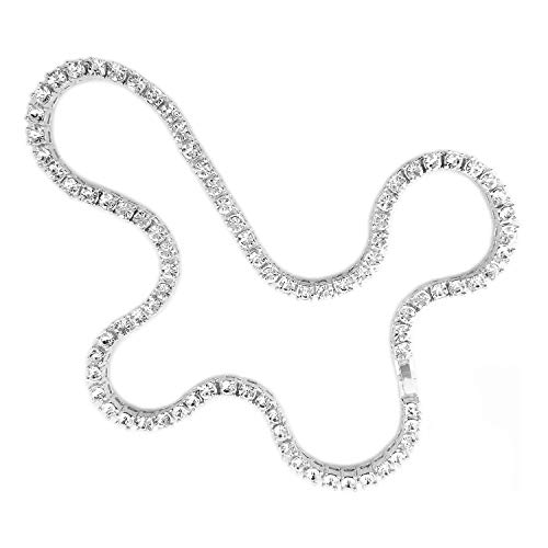 HH Bling Empire Unisex Iced Out Hip Hop Silver Gold Artificial Diamond cz Tennis Chain 16 18 20 22 24 30 Inches (1 Row - Silver, 24) - Thumbnail 2