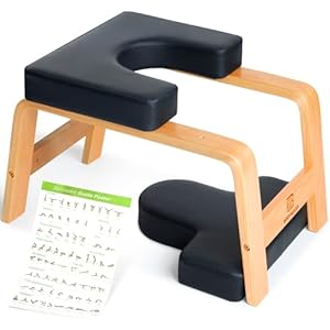 Yoga Headstand Bench, Stand Yoga Chair for Balance Training, Core Strength Building, Upside Down Chair for Relaxation, Handstand Trainer Inversion Chair for Home Gym (Wood Black)