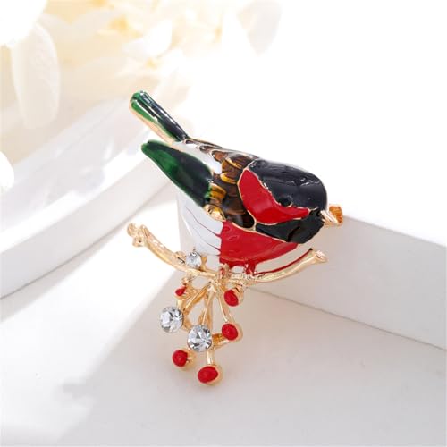Image of coadipress Colorful Birds Brooch Pins Crystal Rhinestone Branch Bird Brooch Cute Enamel Animal Magpie Hummingbird Pin Fashion Jewelry Accessories Gifts