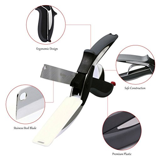 Vicloon Kitchen Scissors, Sharp Kitchen Scissors Multipurpose Utility Stainless Steel Scissor with Cutting Board Built-in, 2-in-1 Kitchens Tool Slicer for Vegetable Fruit Bread Cheese - Image 3