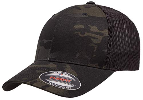 Flexfit unisex adult Multicam Trucker Cap, Multicam Black, One Size US