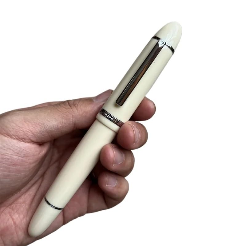 Stylo-plume blanc et argenté X159 en acrylique, un cadeau élégant pour l'écriture