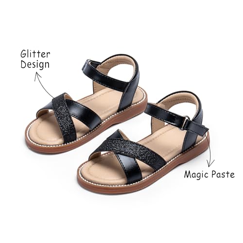 Image of Kolan Toddler Girl Sandals Open Toe Flat Princess Dress Shoes Little Kids