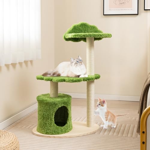 Torre para gatos madera moderna 38 pulgadas para interiores miniatura 3