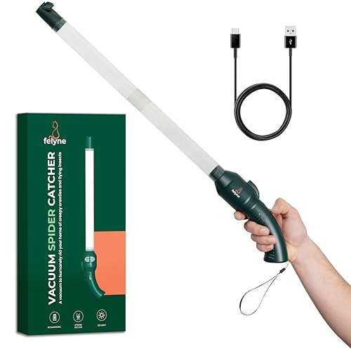 Rechargeable Bug & Spider Catcher Vacuum, Strong Suction, Long Reach, Handheld Insect Trap for Indoor & Garden, for Kids & Adults by Felyne