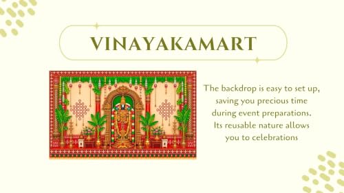 Image of Govinda Backdrop Traditional for Decoration | Lord Venkateswara Traditional South Indian Pooja Curtain Backdrop 5x8 Feet | varalakshmi Pooja Background Decoration Cloth