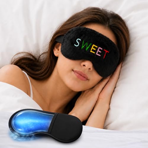 Image of Jenna Sleeping Eye Mask for Sleeping for Women Sleep Mask Blind Fold Eye Cover for Sleep Soft Plush Frog Eye Mask for Kids and Adults Eyemask Lightweight & Durable (FurSweetBlack-Gel)