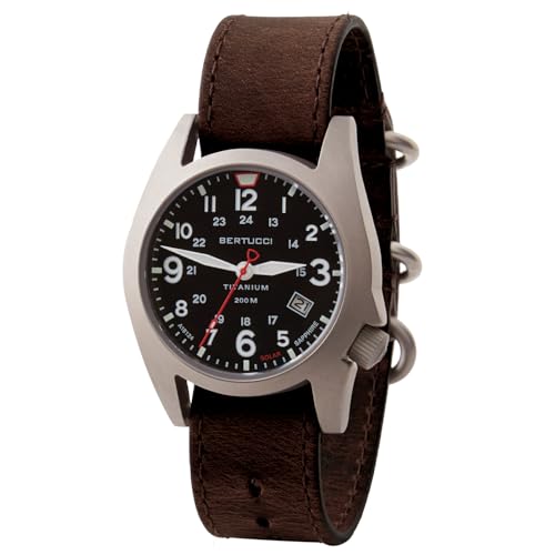 BERTUCCI A-7TS RETROSPEC - Reloj solar con esfera negra, Reloj de campo de titanio