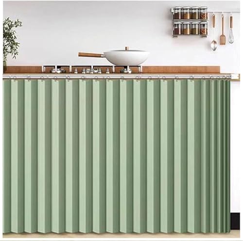 YSZBD Cortina para Gabinetes Bajo Fregadero - Impermeable Corredera y Antipolvo, Máxima Privacidad en Cocina,green-W140cm/H130cm
