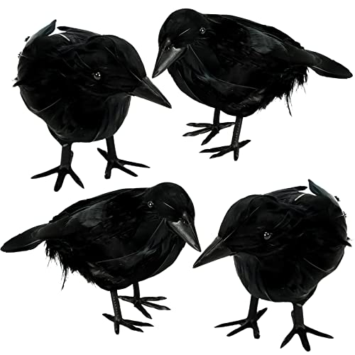 4 Pack Halloween Black Crows, Halloween Ravens Decor, Halloween...