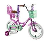 RULLY Vélo Fille 16 Pouces Violet avec roulettes stabilisatrices – Vélo Enfant avec Panier et siège poupée pour 4–7 Ans, vélo débutant