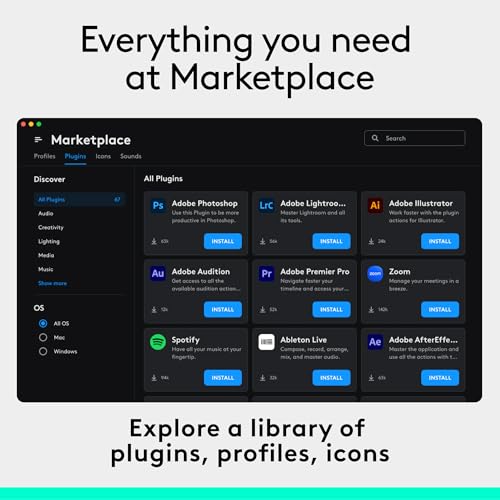 Logitech MX Creative Console, 9 Customizable LCD Keys, Stream Deck Accessories, Control Dial for Graphic Design, Adobe, Zoom, Spotify - Graphite, 3-Month Adobe Creative Cloud Membership