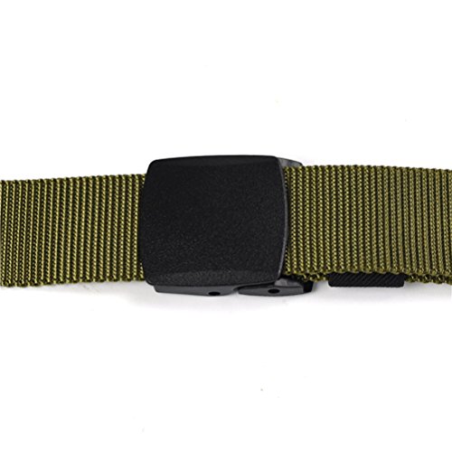 Cinto militar masculino KESYOO de lona ajustável para uso ao ar livre com fivela de plástico (preto)