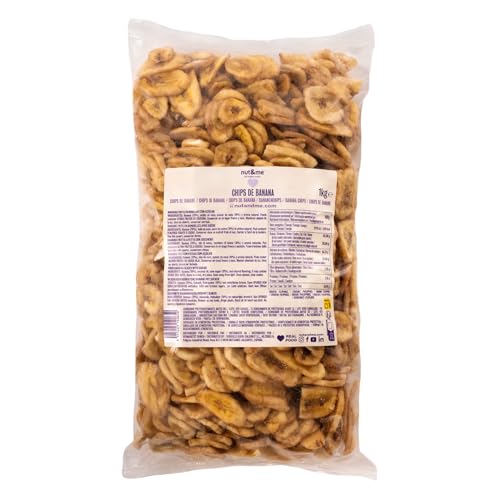 Chips de platano 1 kg nut&me | Vegetariano | Sin lactosa| Vegano | Bajo contenido en sal | Snack ideal