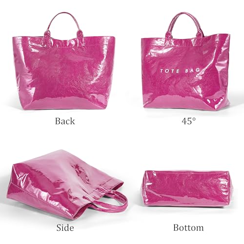 Image of Lushandy PVC Tote Bag for Women Jelly Beach Bag Top Handle Hobo Handbag | Water-Resistant, Wipe Clean, Lightweight