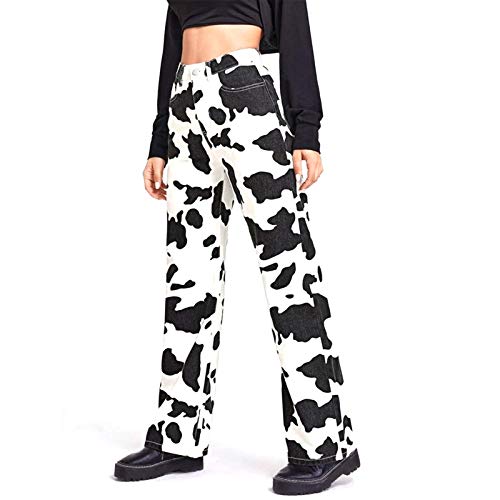 Women Cow Print Jeans High Waisted Straight Leg Denim Pants Cargo Trousers with Pockets Western Cowgirl Outfit2