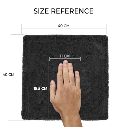 Image of Cutting EDGE 1300 GSM - Pack of 1 - Double Layer Microfiber Car Cleaning Towel (40 x 40 cm), Ultra Thick Soft Super Absorbent Lint-Free & Scratch-Free for Drying, Polishing & Detailing