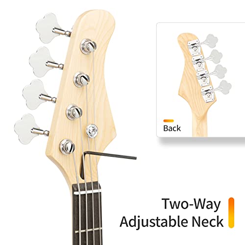 Ktaxon Electric Jazz Bass Guitar, Full-Size 4 Strings Beginner & Professional Guitar Kit, Basswood Electric Guitars With Bag, Shoulder Strap, Wrench Tool (Brown Sunburst) #TOP4