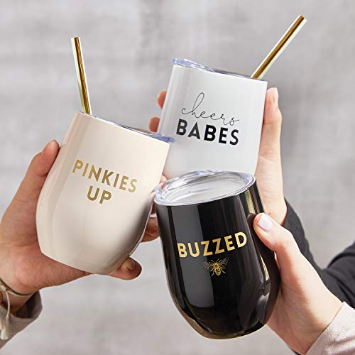 Image of Santa Barbara Design Studio Creative Brands Sippin' Pretty Stainless Steel Insulated Wine Tumbler, 12-Ounce, Buzzed