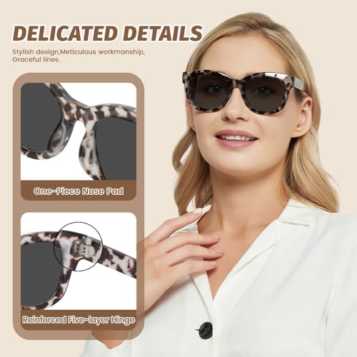 Image of JiSoo Oversized Reading Glasses for Women Men, Stylish Designer Readers Women with Large Frame