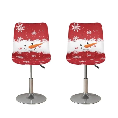 Image of Bar Stool Covers with Backs Christmas Smiley Snowmen Dust Proof Bar Stool Chair Covers Xmas Dining Room Barstool Chair Seat Set of 2
