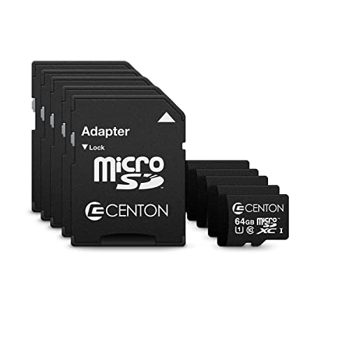 Centon MP Essential Micro SDXC Card, UHS1, 64GB, 5 Pack Bulk w/Adapter, S1-MSDXU1-64G-5-B