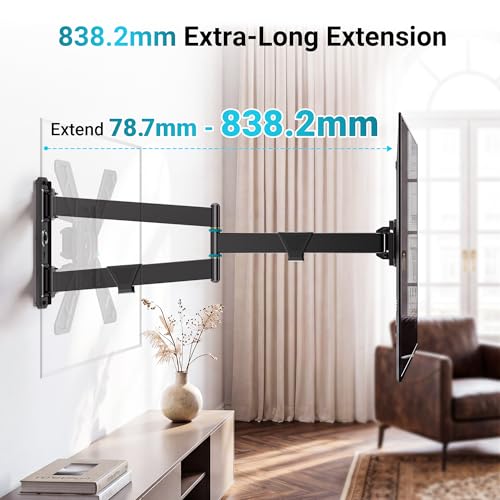 Support mural TV bras long au design robuste avec rotation paysage portrait