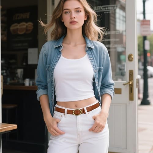 Women Leather Belts for Jeans Pants Dresses Fashion Ladies Waist Belt Gold/Silver Buckle2