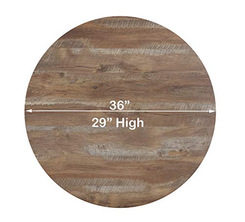 Correll Premium Café Bistro Table, 36\" Rustic Oak Round Smart Top Textured Surface, Durable Commercial Quality, Easily Cleaned & Resistance to Scratches, Burns, and Stains - Thumbnail 3