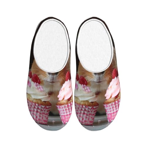 Pantoufles cochon d'inde homme femme chausson peluche chaud antidérapant cupcakes