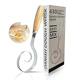 COOHLYEE Dough Whisk, 430 Stainless Steel Danish Dough Whisk, Bread Dough Whisk Tool for Sourdough Bread Baking,Cake Batter,Cooking,Whisking,Pizza,Pastry and Biscuits, Perfect Gifts for Bakers