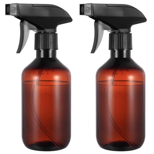 IYEREER 2 Pcs 10oz/300ml Plastic Plastic Spray Bottles for Cleaning, Empty Spray Water Bottles, Refillable Stream Adjustable Mist Trigger Sprayer Bottle for Hair Garden Plant Home Cleaning(Brown)