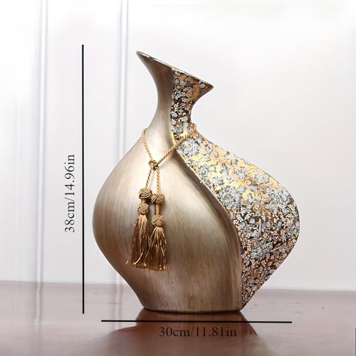 European Style Ceramic Flower Vase |15 Inch Pottery Big Boho Vase for Home Decor, Modern Decorative Vase for Dining Table,Not Suitable for Water, Suitable for Dry Flowers and Simulated Flowers by YACSNBF - Used condition - Image 3