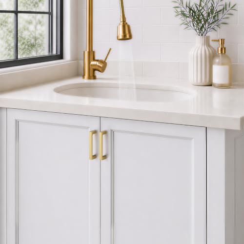 Image of Ravinte Brushed Gold Kitchen Cabinet Solid Handles,3-1 /2 Inch,10 Pack